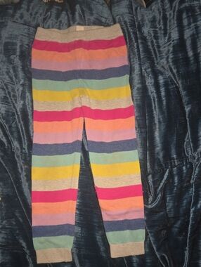 Kids Multicolor Striped Knit Leggings - Rainbow Colors